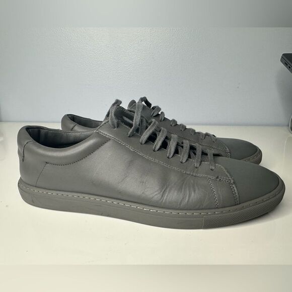 Oliver Cabell Gray Made In Italy Low 1 Leather Lace-Up Sneaker Shoe Size US 10 - Picture 1 of 7